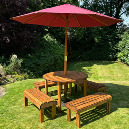 Charles Taylor Knights 8 Seater Round Garden Dining Bench Set - Brown - Wilko - thumbnail 7