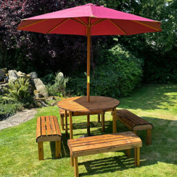 Charles Taylor Knights 8 Seater Round Garden Dining Bench Set - Brown - Wilko - thumbnail 6