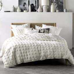 Linen House Haze Super King White Tufted Duvet Cover Set - Wilko - thumbnail 1