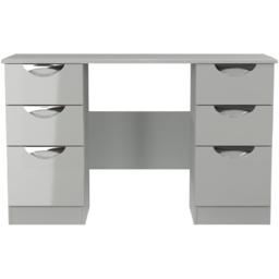 Crowndale Camden 6 Drawer Grey Gloss and Dusk Grey Kneehole Desk Ready Assembled - Size: 80 x 128 x 42cm - Grey Gloss & Dusk Grey - Wilko - thumbnail 3