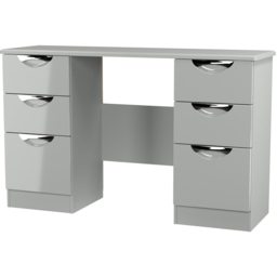Crowndale Camden 6 Drawer Grey Gloss and Dusk Grey Kneehole Desk Ready Assembled - Size: 80 x 128 x 42cm - Grey Gloss & Dusk Grey - Wilko - thumbnail 5
