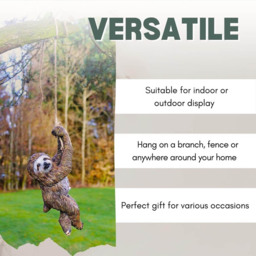Marco Paul Swinging Sloth Garden Ornament - Size: 20 x 20 x 10cm - Brown - Wilko - thumbnail 4