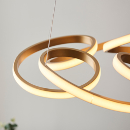 Merano Forli Satin Gold Paint and White Pendant Ceiling Lamp - Size: 57 x 57 x 160cm - Wilko - thumbnail 6