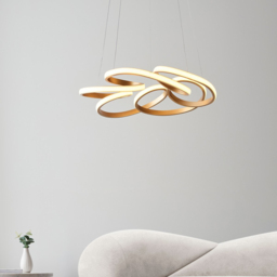 Merano Forli Satin Gold Paint and White Pendant Ceiling Lamp - Size: 57 x 57 x 160cm - Wilko - thumbnail 7
