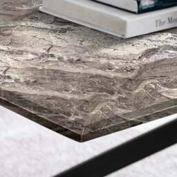 Furniturebox Tavalo Marble Effect Glass Coffee Table with Black Legs - Size: 120 x 60 x 45cm - Grey - Wilko - thumbnail 4