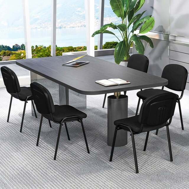 Costway Set of 5 Black Stackable Upholstered Armless Mesh Chair - Size: 54 x 54 x 77cm - Wilko - image 1