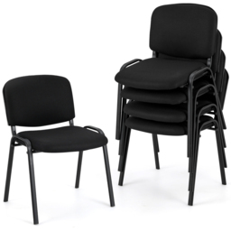 Costway Set of 5 Black Stackable Upholstered Armless Mesh Chair - Size: 54 x 54 x 77cm - Wilko - thumbnail 3