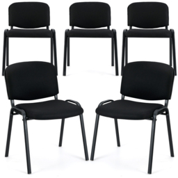 Costway Set of 5 Black Stackable Upholstered Armless Mesh Chair - Size: 54 x 54 x 77cm - Wilko - thumbnail 4