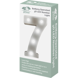 St Helens Battery Operated 3D LED Number 7 Light - Size: 21.8 x 4.3 x 16.5cm - White - Wilko - thumbnail 4