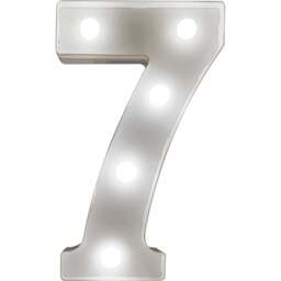 St Helens Battery Operated 3D LED Number 7 Light - Size: 21.8 x 4.3 x 16.5cm - White - Wilko