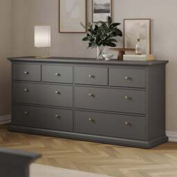Florence Paris 8 Drawer Matt Grey Chest of Drawers - Wilko
