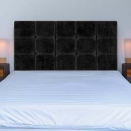 Bedmaster Super King Black Naples Velvet Pearl Squared Headboard - Wilko