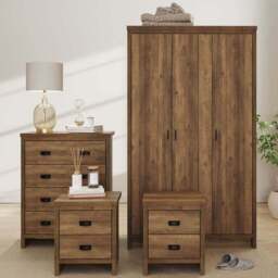 GFW Boston Knotty Oak 4 Piece Bedroom Furniture Set - Wood - Wilko