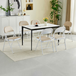 Set of 6 Beige Folding Metal Dining Chairs - MCC - Wilko - thumbnail 6