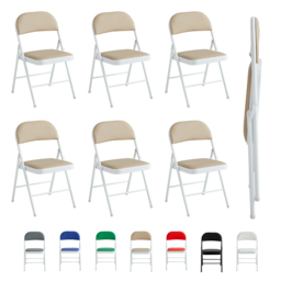 Set of 6 Beige Folding Metal Dining Chairs - MCC - Wilko - thumbnail 3