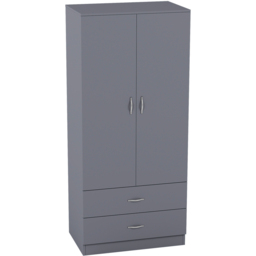 Vida Designs Riano 2 Door 2 Drawer Grey Wardrobe - Size: 2 Door, 2 Drawer - Wilko - thumbnail 3