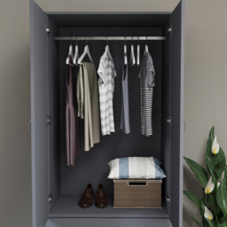 Vida Designs Riano 2 Door 2 Drawer Grey Wardrobe - Size: 2 Door, 2 Drawer - Wilko - thumbnail 7