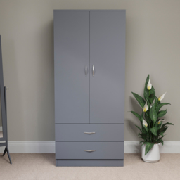 Vida Designs Riano 2 Door 2 Drawer Grey Wardrobe - Size: 2 Door, 2 Drawer - Wilko - thumbnail 4