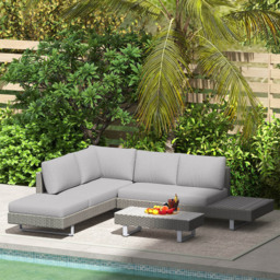 Outsunny 5 Seater Light Grey Cushion Rattan Wicker Sofa Set - Wilko - thumbnail 4