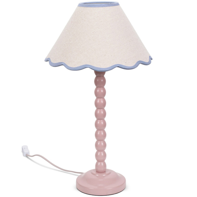 ValueLights Bobbins Blue Scallop Shade Rose Pink LED Table Lamp - Size: 45 x 27 x 27cm - Wilko - image 1