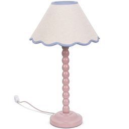 ValueLights Bobbins Blue Scallop Shade Rose Pink LED Table Lamp - Size: 45 x 27 x 27cm - Wilko