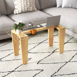 Costway Transparent Wooden Rectangle Coffee Table - Size: 116 x 63 x 13cm - Cream - Wilko