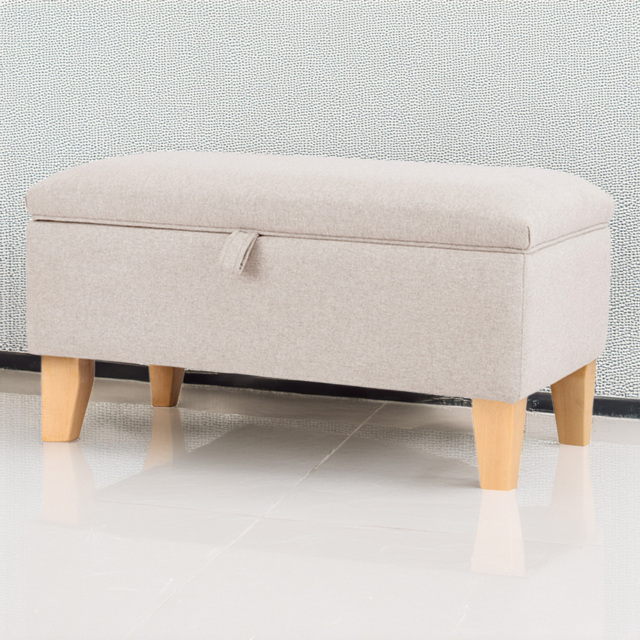 Living and Home 2 in 1 Cream Linen Upholstered Storage Ottoman - Size: 34 x 71 x 37cm - Wilko - image 1