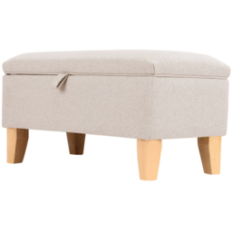 Living and Home 2 in 1 Cream Linen Upholstered Storage Ottoman - Size: 34 x 71 x 37cm - Wilko - thumbnail 4