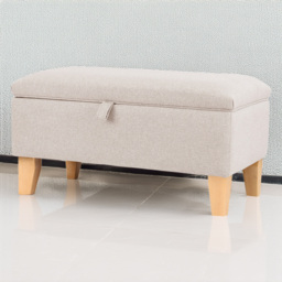 Living and Home 2 in 1 Cream Linen Upholstered Storage Ottoman - Size: 34 x 71 x 37cm - Wilko