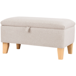 Living and Home 2 in 1 Cream Linen Upholstered Storage Ottoman - Size: 34 x 71 x 37cm - Wilko - thumbnail 3
