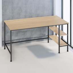 tectake Donegal 2 Shelf Light Wood Oak Sonoma Office Desk - Size: 76.5 x 60 x 140cm - Brown - Wilko
