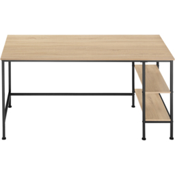 tectake Donegal 2 Shelf Light Wood Oak Sonoma Office Desk - Size: 76.5 x 60 x 140cm - Brown - Wilko - thumbnail 4