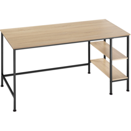 tectake Donegal 2 Shelf Light Wood Oak Sonoma Office Desk - Size: 76.5 x 60 x 140cm - Brown - Wilko - thumbnail 3