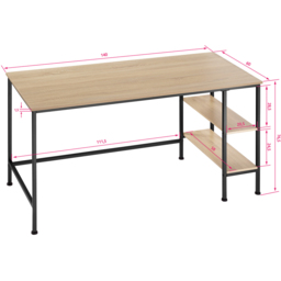 tectake Donegal 2 Shelf Light Wood Oak Sonoma Office Desk - Size: 76.5 x 60 x 140cm - Brown - Wilko - thumbnail 7
