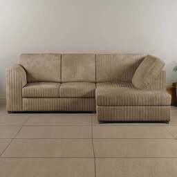 Luxor 4 Seater Coffee Jumbo Cord Full Back Right Hand L Shape Corner Sofa - Cream - Wilko - thumbnail 1