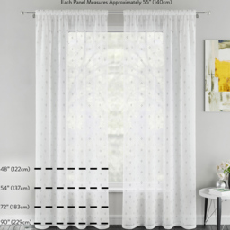 Tyrone Textiles Belle Cream Floral Embroidery Sequins Rod Pocket Voile Panel Curtains 140 x 137cm - Size: W 140 x D 137cm - Wilko - thumbnail 6