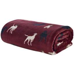 Deyongs Hounds Burgundy Throw 140 x 180cm - Red - Wilko - thumbnail 1