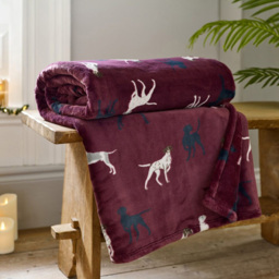 Deyongs Hounds Burgundy Throw 140 x 180cm - Red - Wilko - thumbnail 3