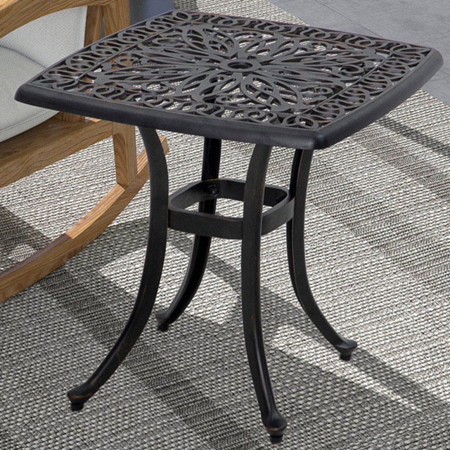 Outsunny Bistro Table with Umbrella Hole Bronze Tone - Size: 53 x 53 x 53cm - Blonde - Wilko - image 1