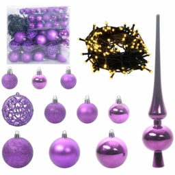 vidaXL Pre-Lit Warm White LED and Lilac Baubles Green Artificial Christmas Tree with Stand 5.9ft - Wilko - thumbnail 5