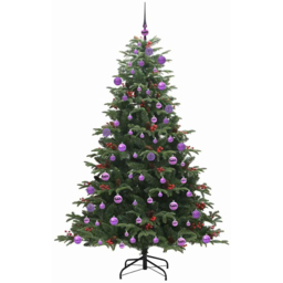 vidaXL Pre-Lit Warm White LED and Lilac Baubles Green Artificial Christmas Tree with Stand 5.9ft - Wilko - thumbnail 3