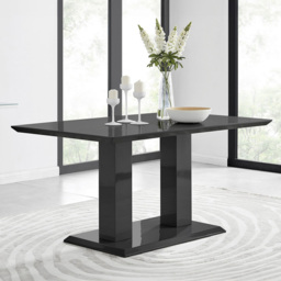 Furniturebox Molini Fortana 6 Seater Dining Set Black High Gloss and Black - Wilko - thumbnail 3
