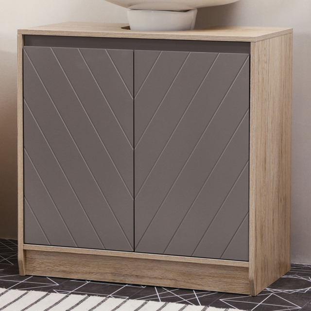 Portland 2 Door Grey Under Sink Storage Cabinet - Size: 60 x 30 x 59.8cm - Multi - Wilko - image 1