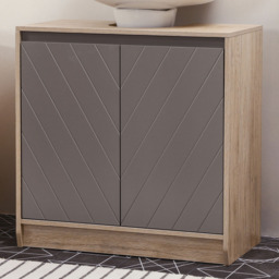 Portland 2 Door Grey Under Sink Storage Cabinet - Size: 60 x 30 x 59.8cm - Multi - Wilko