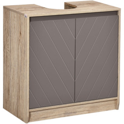Portland 2 Door Grey Under Sink Storage Cabinet - Size: 60 x 30 x 59.8cm - Multi - Wilko - thumbnail 3