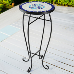 tectake Mosaic White and Blue Balcony Table - Size: 61.5 x 30 x 30cm - Wilko - thumbnail 1