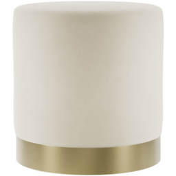 Lara Cream Velvet and Brushed Gold Small Pouffe - LPD Home - Wilko - thumbnail 3
