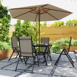 Outsunny 4 Seater Garden Dining Set Khaki - Cream - Wilko - thumbnail 4