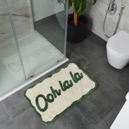 Mooky Mats Ooh La La Slogan Scallop Green and Cream Non Slip Bath Mat 50 x 80cm - Size: 50 x 80 x 1cm - Wilko - thumbnail 3
