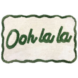 Mooky Mats Ooh La La Slogan Scallop Green and Cream Non Slip Bath Mat 50 x 80cm - Size: 50 x 80 x 1cm - Wilko - thumbnail 1